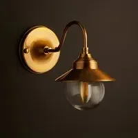 Goliath IP44 Wall Light with Hat - Antique Brass, Glass by Pooky, alternate view