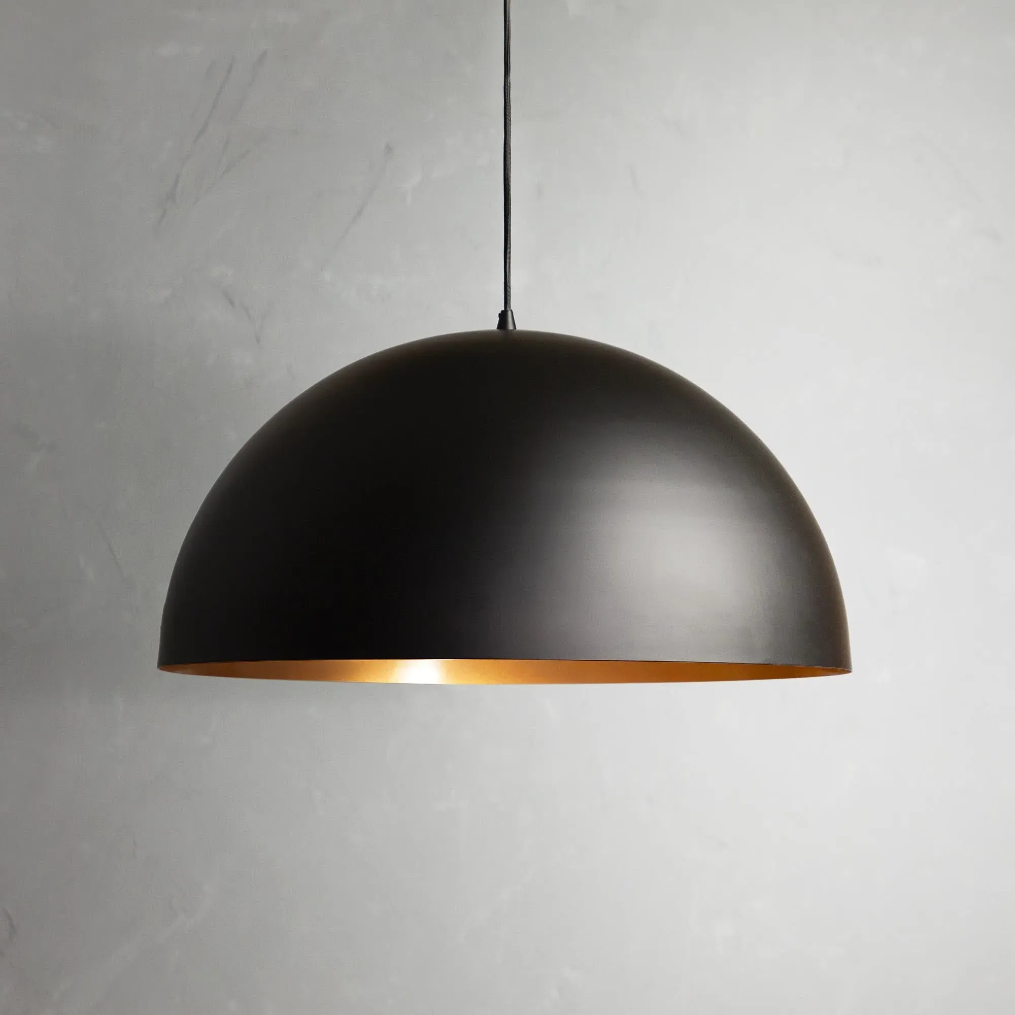 Goodhew Large Dome Pendant Light - Black, Gold Interior product