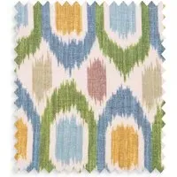 GP & J Baker Small Ikat Spot Linen Swatch - Blue, Green by Pooky, alternate view
