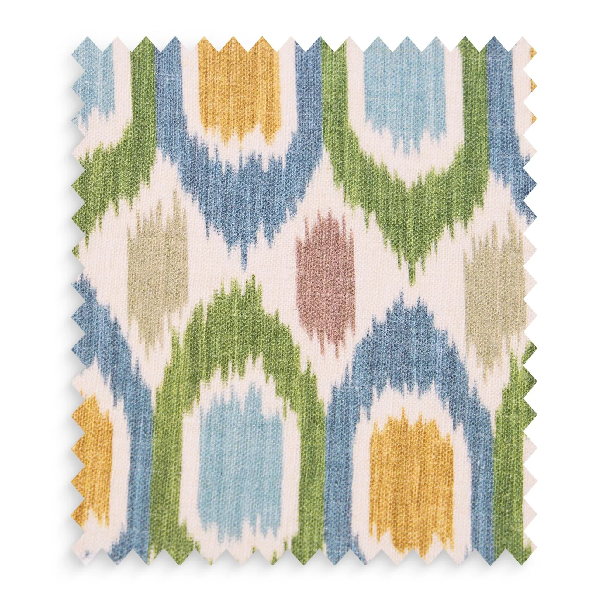 GP & J Baker Small Ikat Spot Linen Swatch - Blue, Green by Pooky