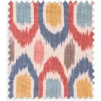 GP & J Baker Small Ikat Spot Linen Swatch - Blue, Red by Pooky, image 2
