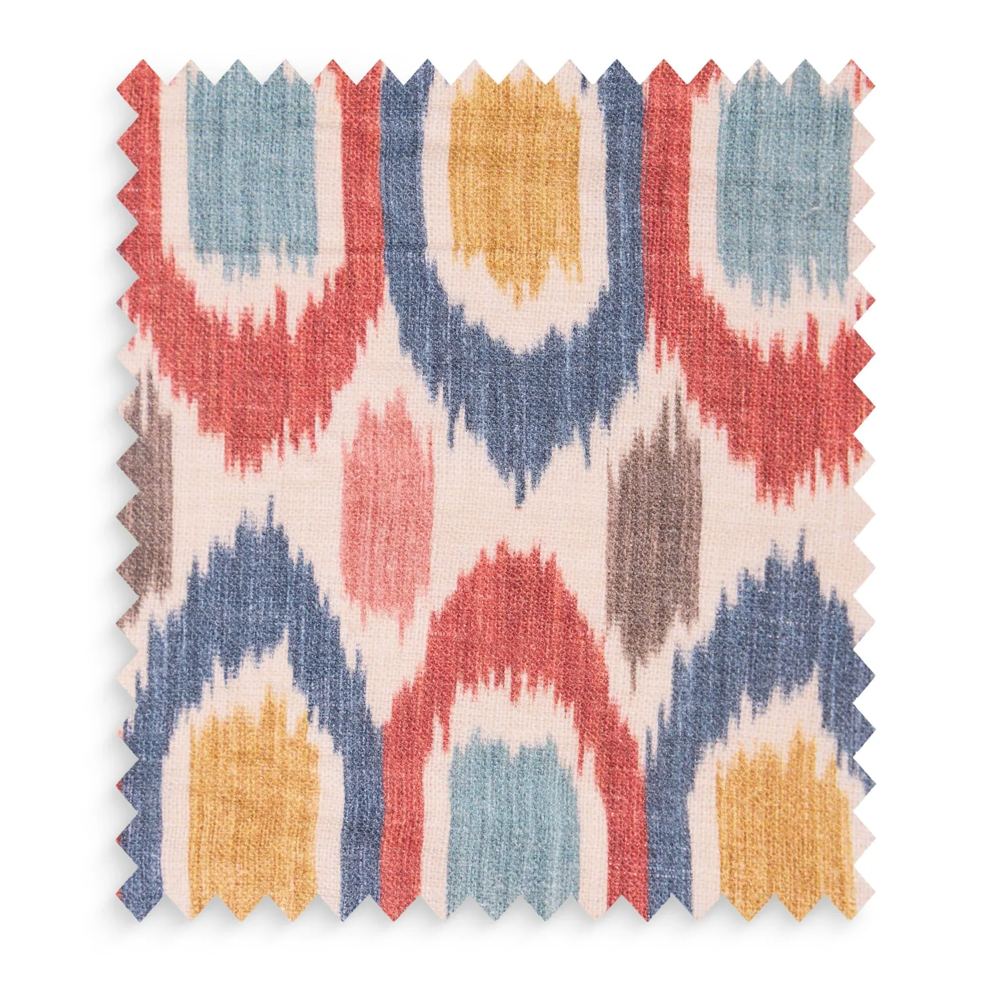 GP & J Baker Small Ikat Spot Linen Swatch - Blue, Red by Pooky