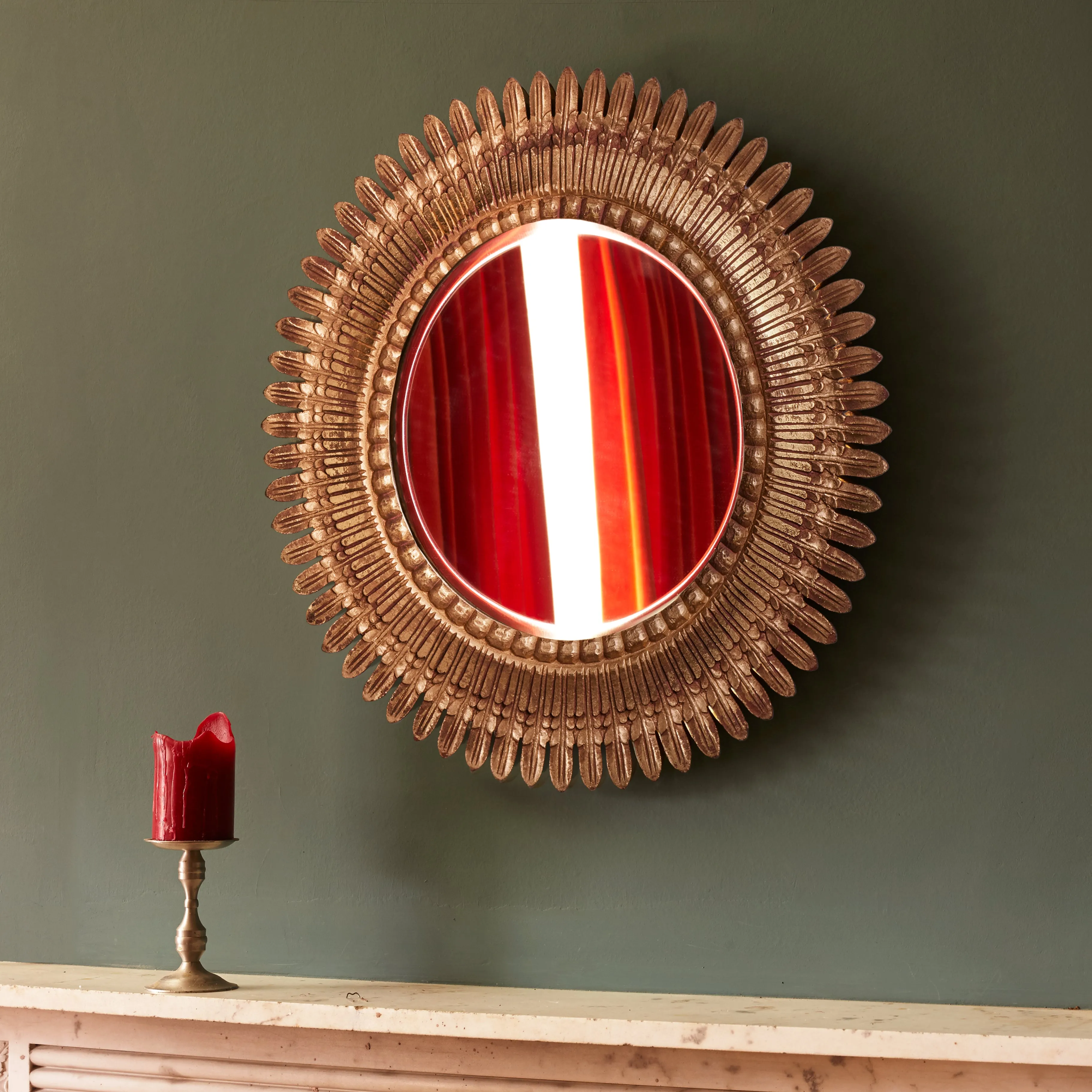 Grace Decorative Wall Mirror - Distressed Gold, Wood product
