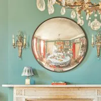Grouper Convex Mirror with Antiqued Glass - Black, Distressed Gold alternate view
