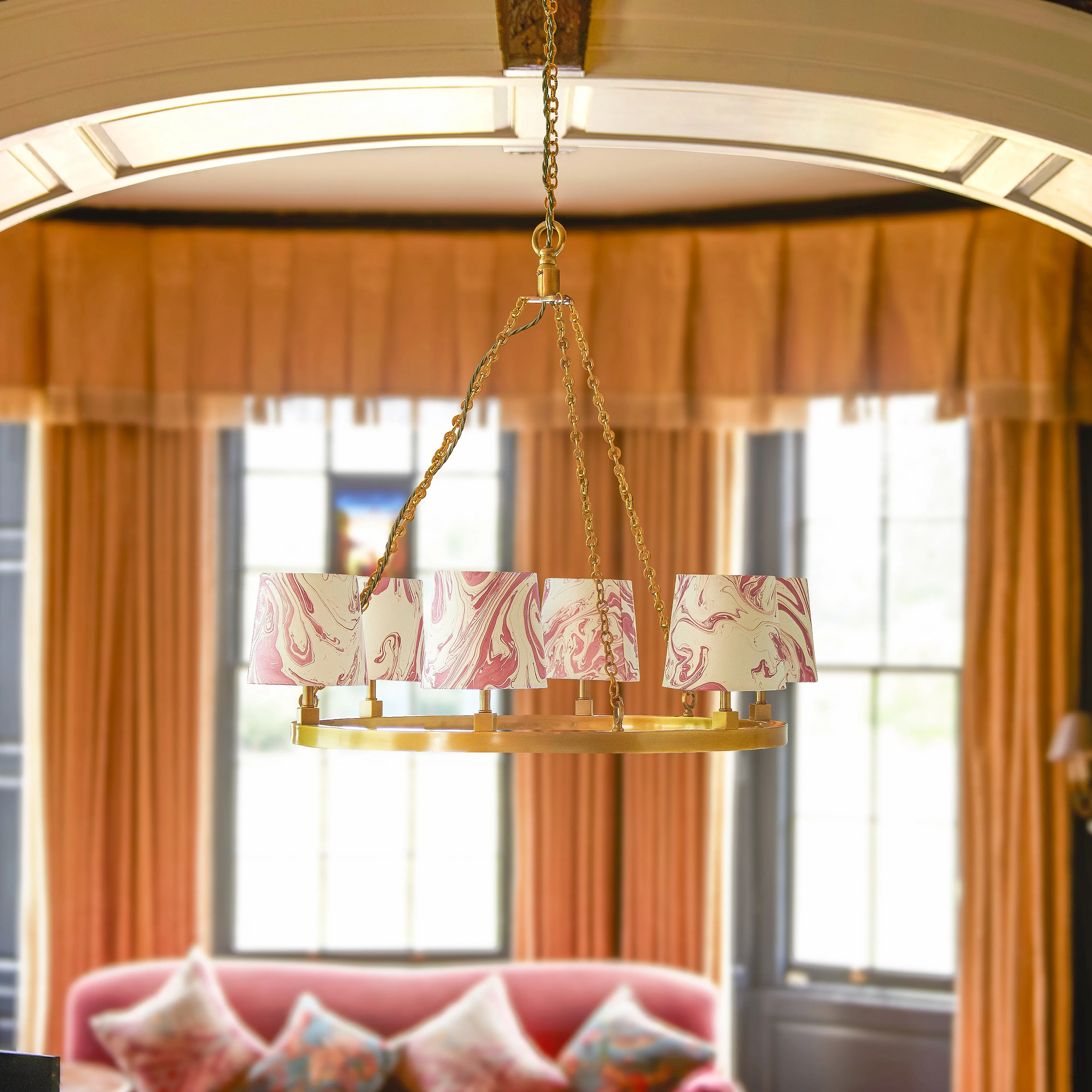 Halo 6-Shade Chandelier - Antique Brass product