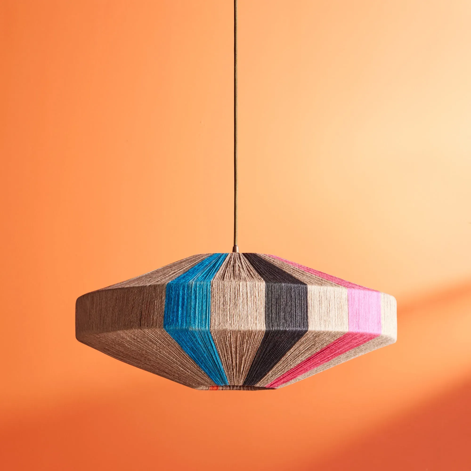 Harlequin Pendant Light - Black, Pink, Orange, Jute product