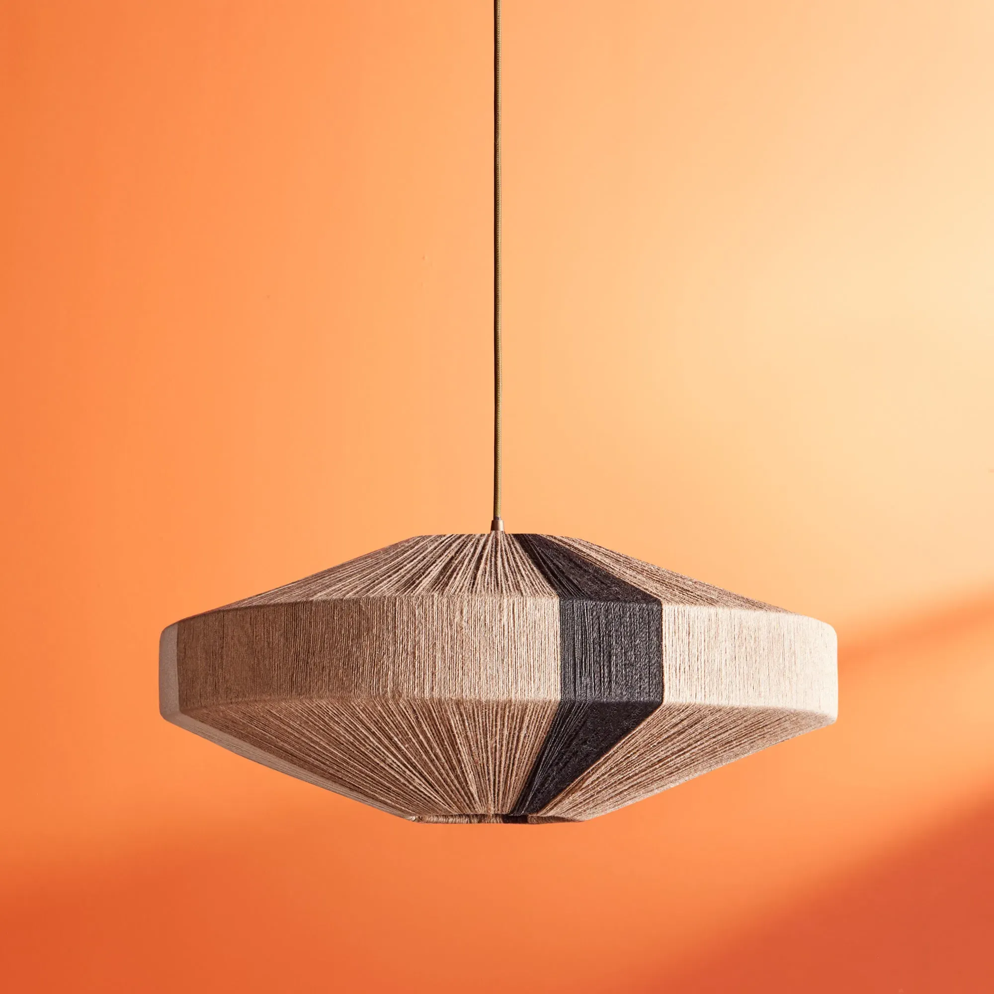 Harlequin Pendant Light - Black, White, Natural Jute product