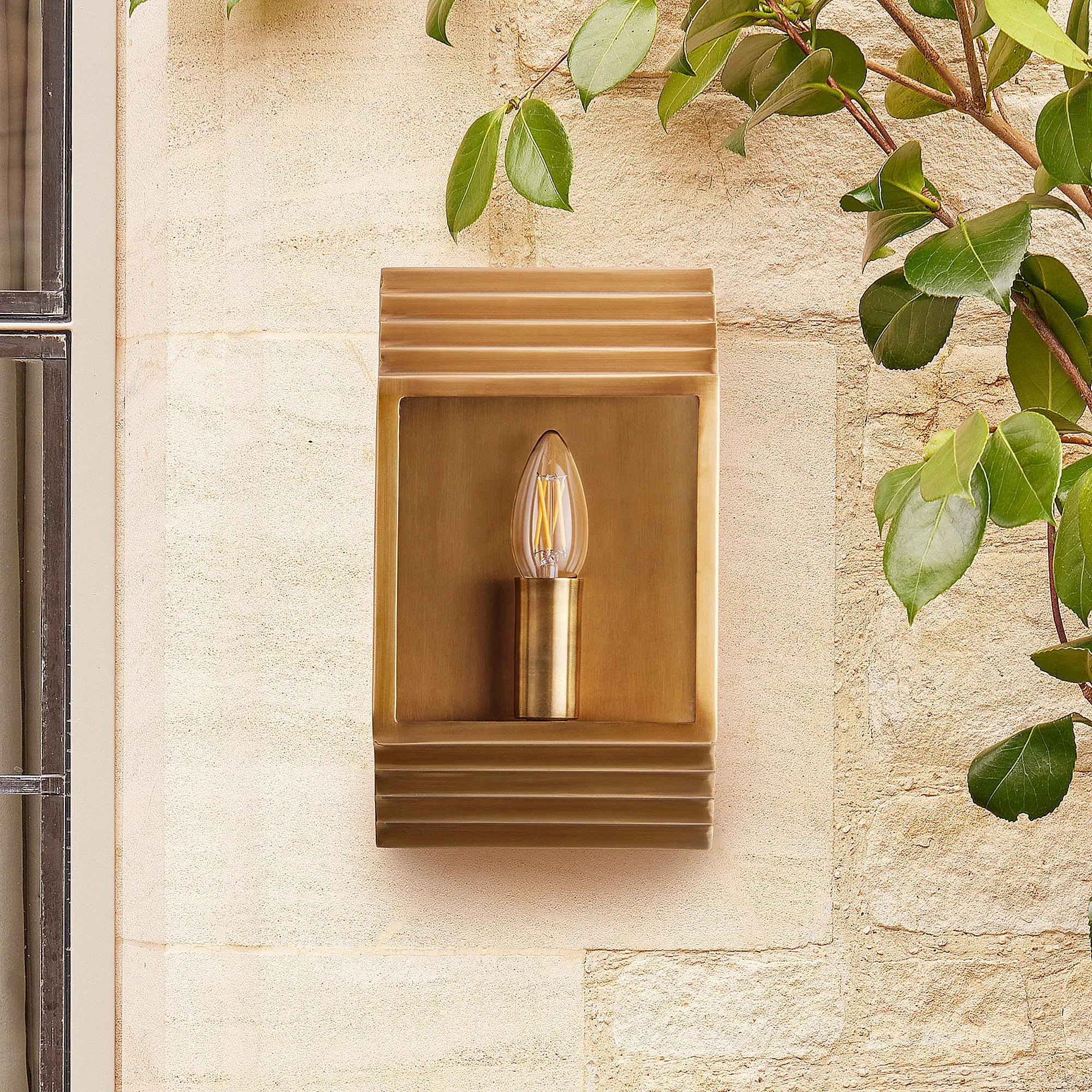 Hayle IP44 Exterior Wall Lantern - Antique Brass product