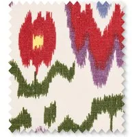Heraldic Ikat Linen Swatch - Red by Pooky, image 2