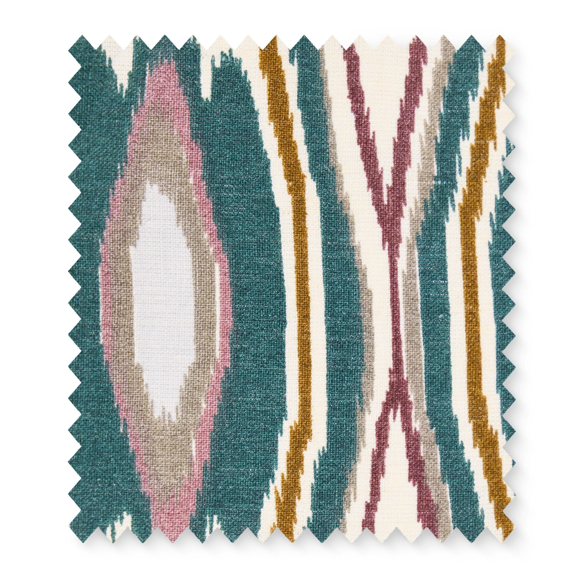 Heraldic Ikat Linen Swatch - Teal by Pooky