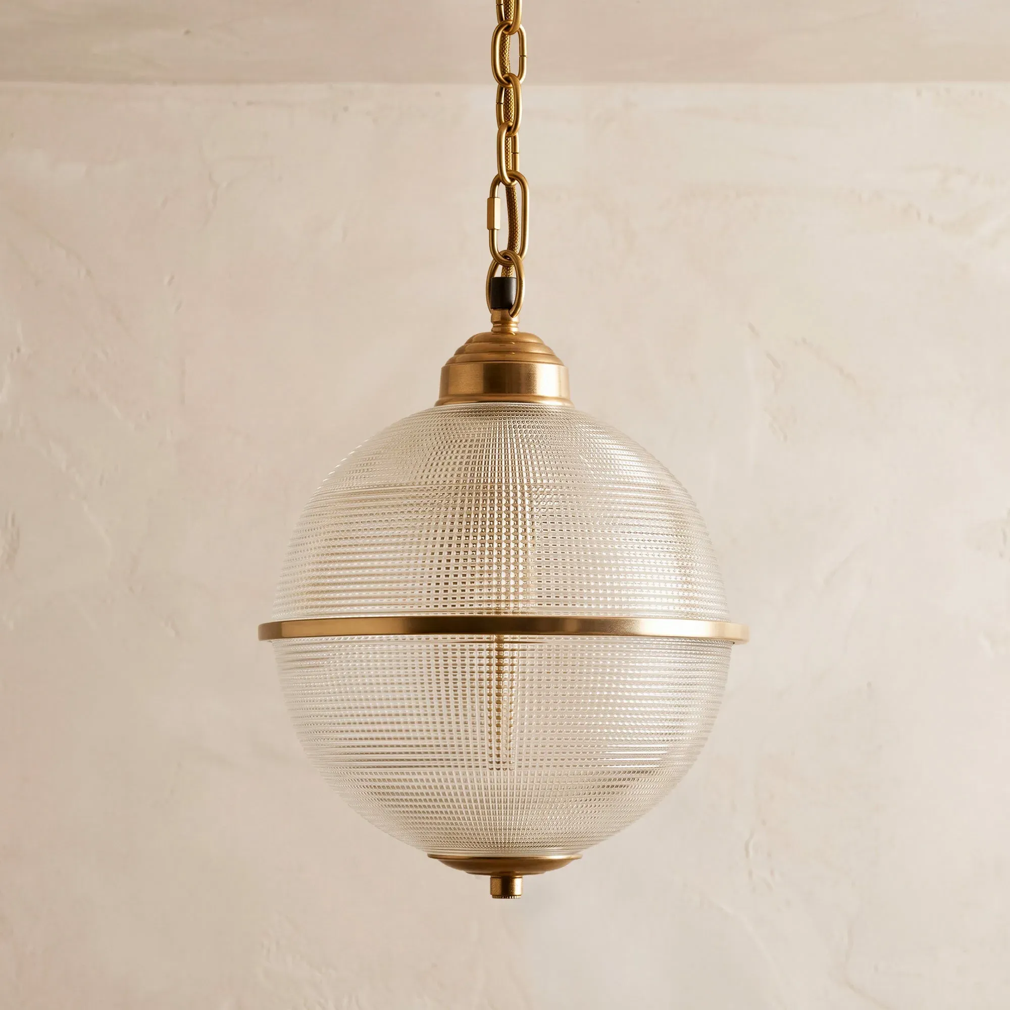 Holophane Mini Pendant Light - Antique Brass, Clear Glass product