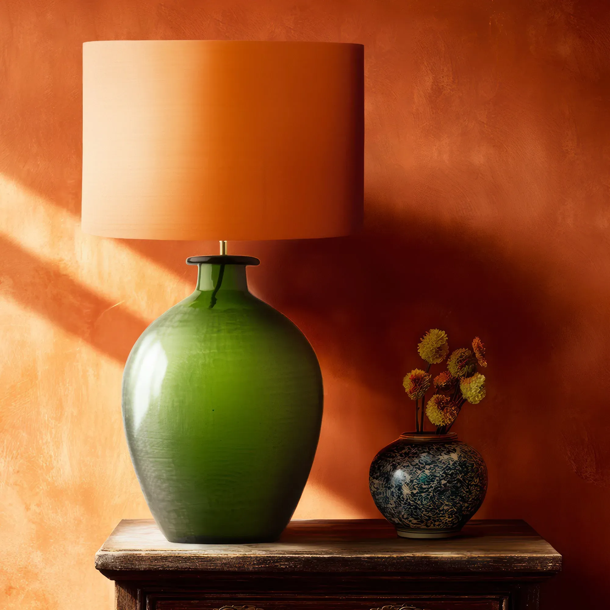 Jeanne Table Lamp - Green, Etched Glass product
