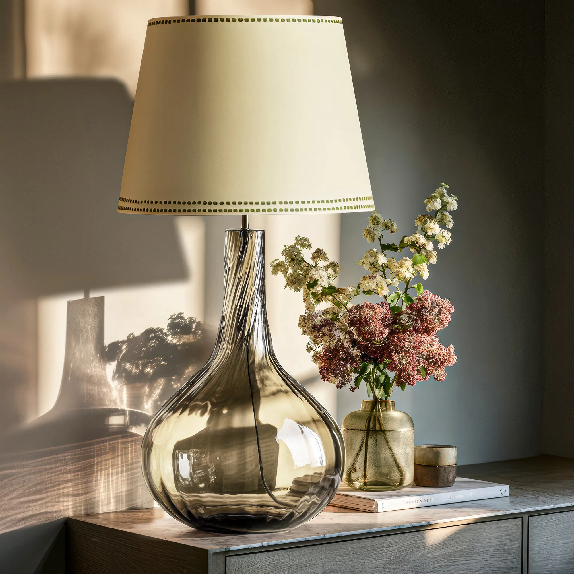 Juniper Fluted Table Lamp - Green, Glass product