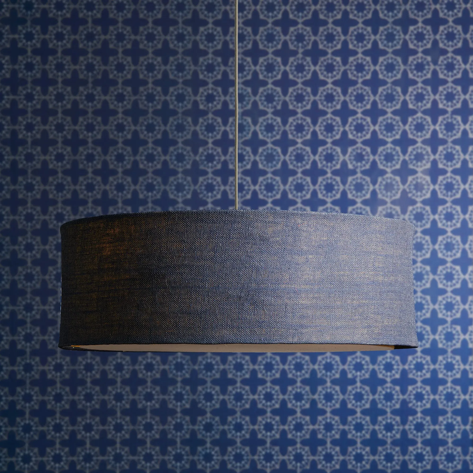 Jute Larger Pendant Light with Baffle - Navy, Jute product