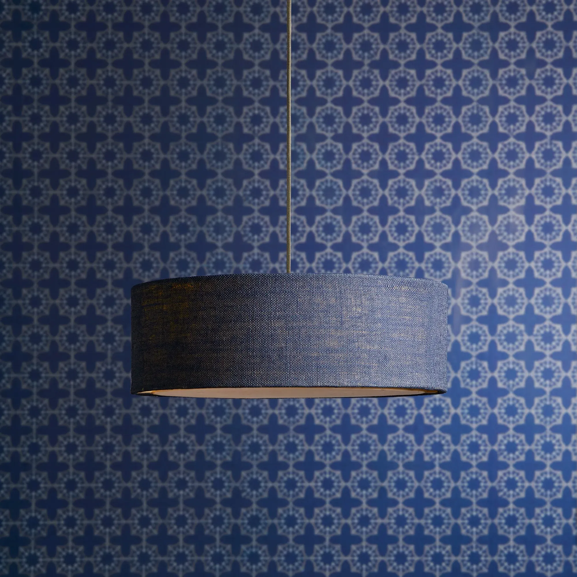 Jute Small Pendant Light with Baffle - Navy, Jute product