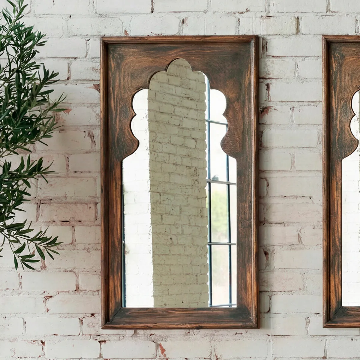 Kareng Arched Wall Mirror - Natural, Wood product