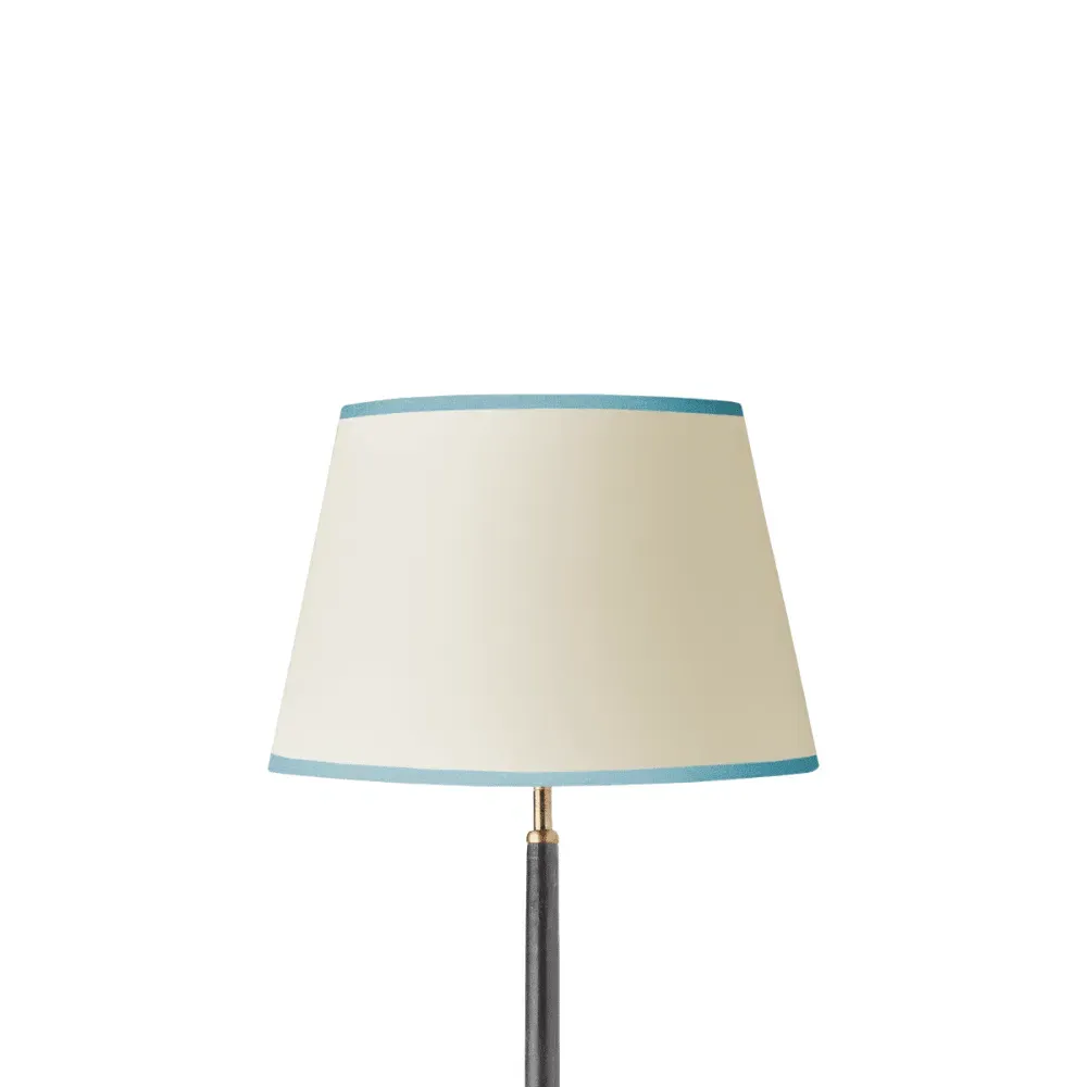 Large Straight Empire Lampshade with Turquoise Tape - Cream, Card by Pooky