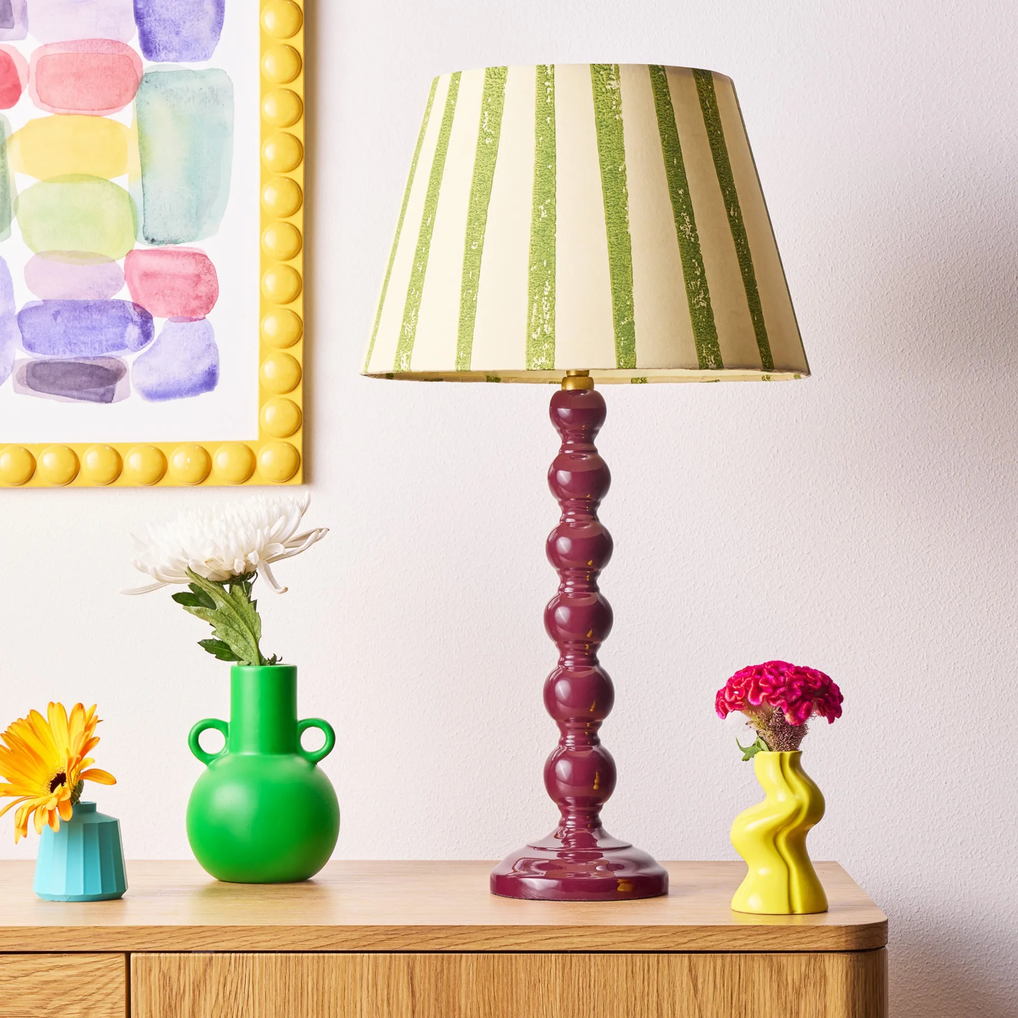 Lillee Table Lamp - Burgundy, Wood product