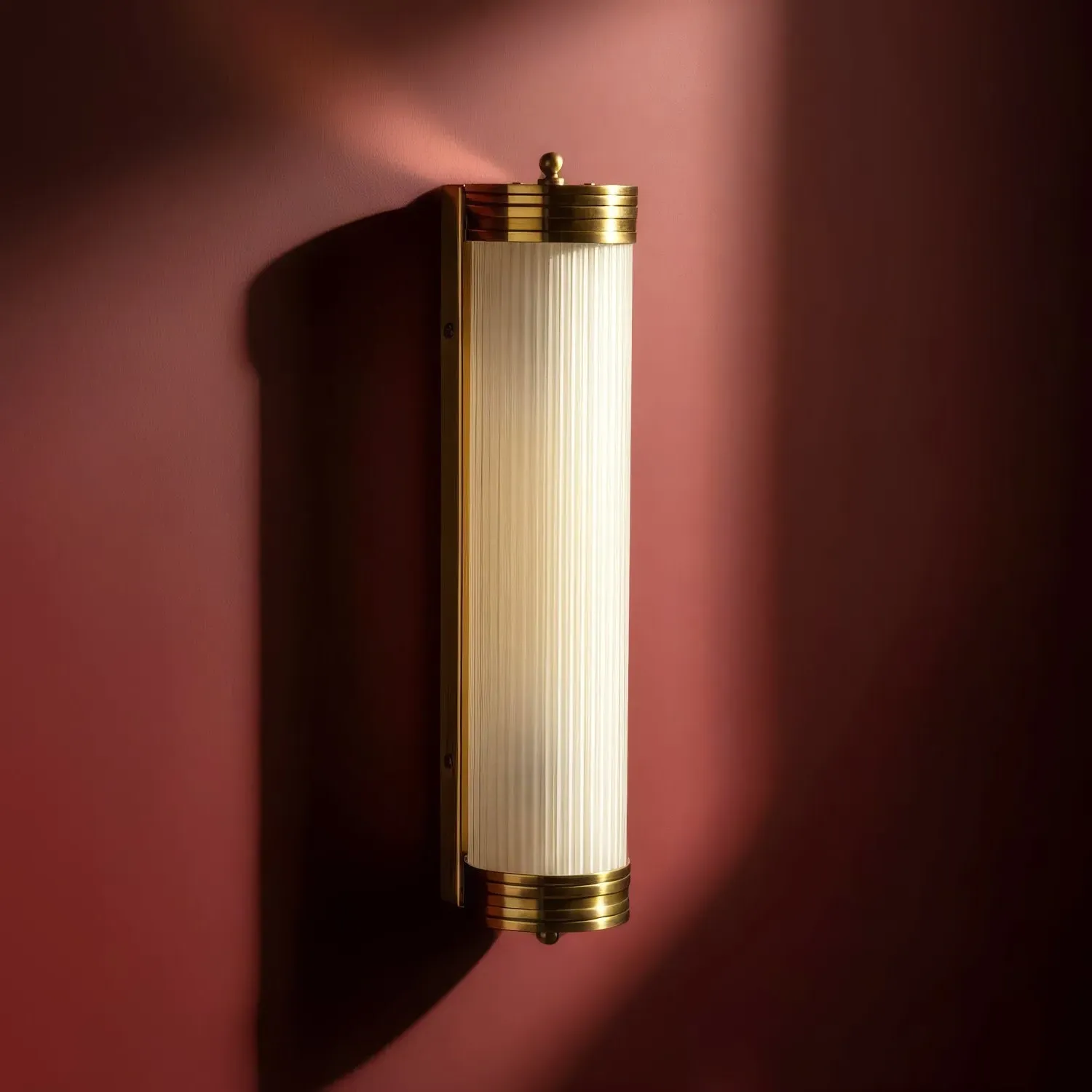 Long Roddy IP44 Wall Light - Antique Brass, Frosted Glass product