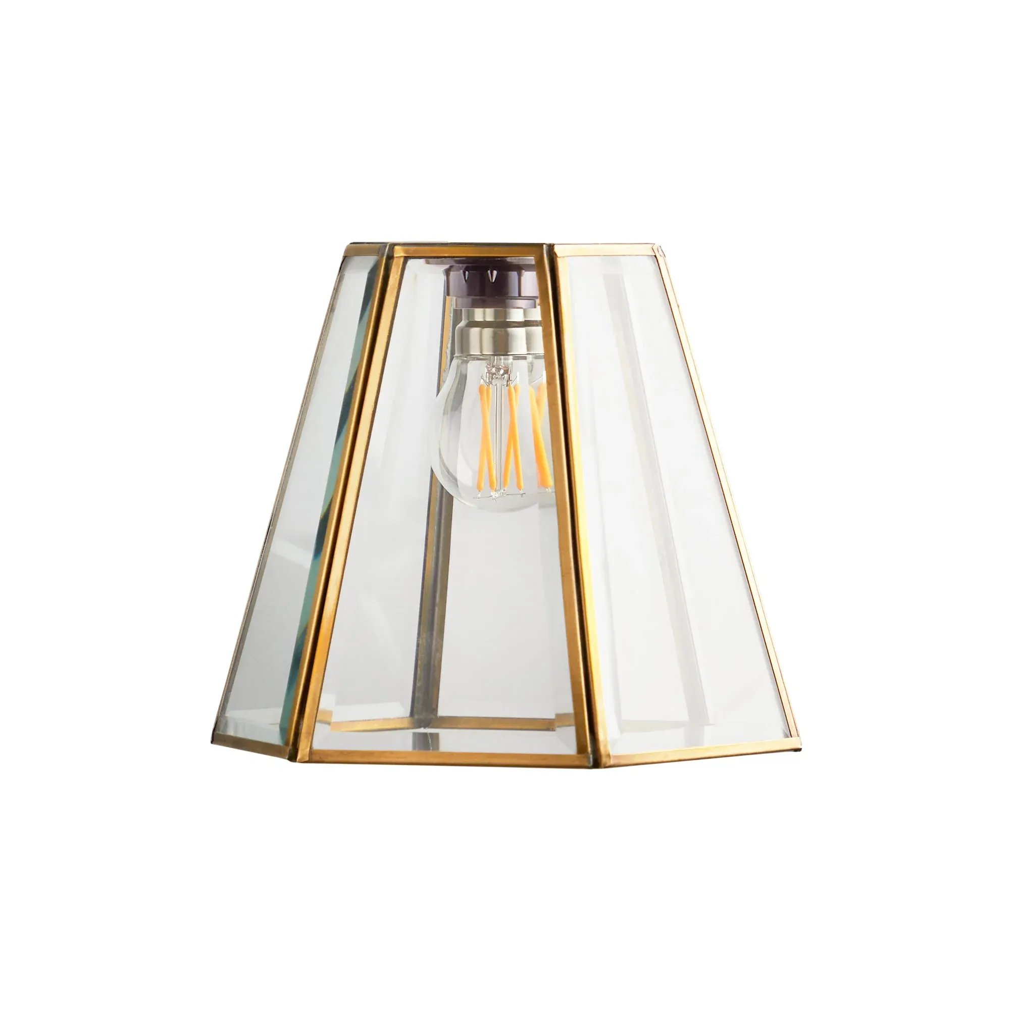 Luxor Hexagonal Lantern - Clear, Brass product