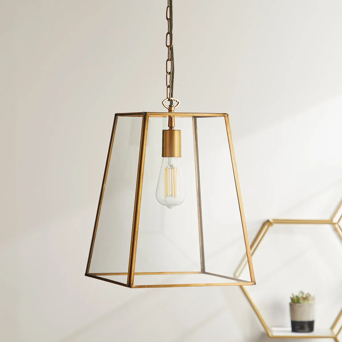 Luxor Lantern Pendant - Antique Brass, Clear Glass product
