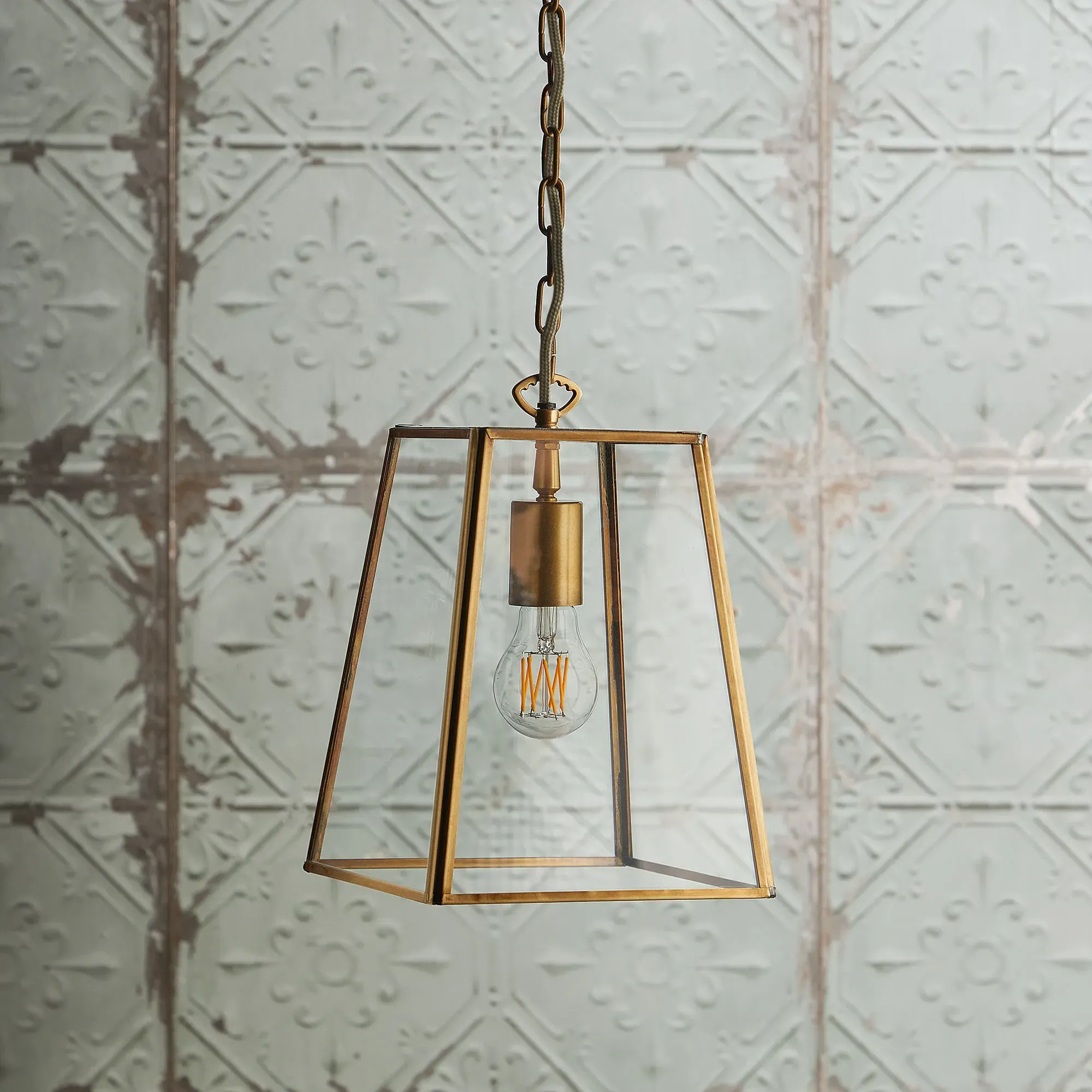 Luxor Pendant Lantern - Antique Brass, Clear Glass product