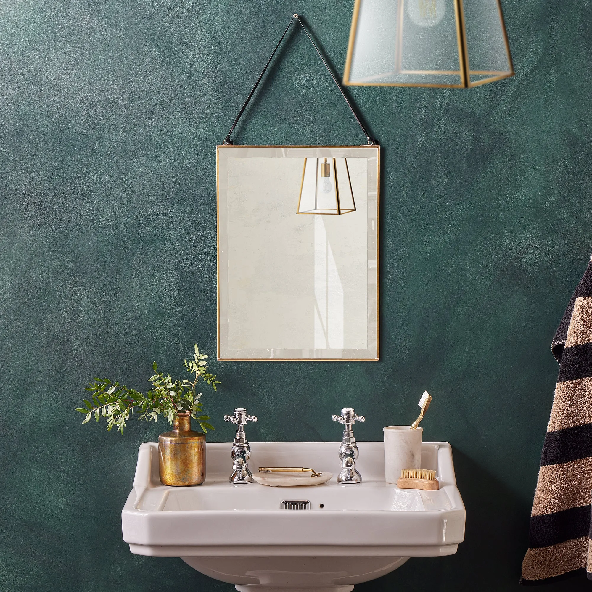 Luxor Rectangular Bevelled Mirror - Metallic, Brass product