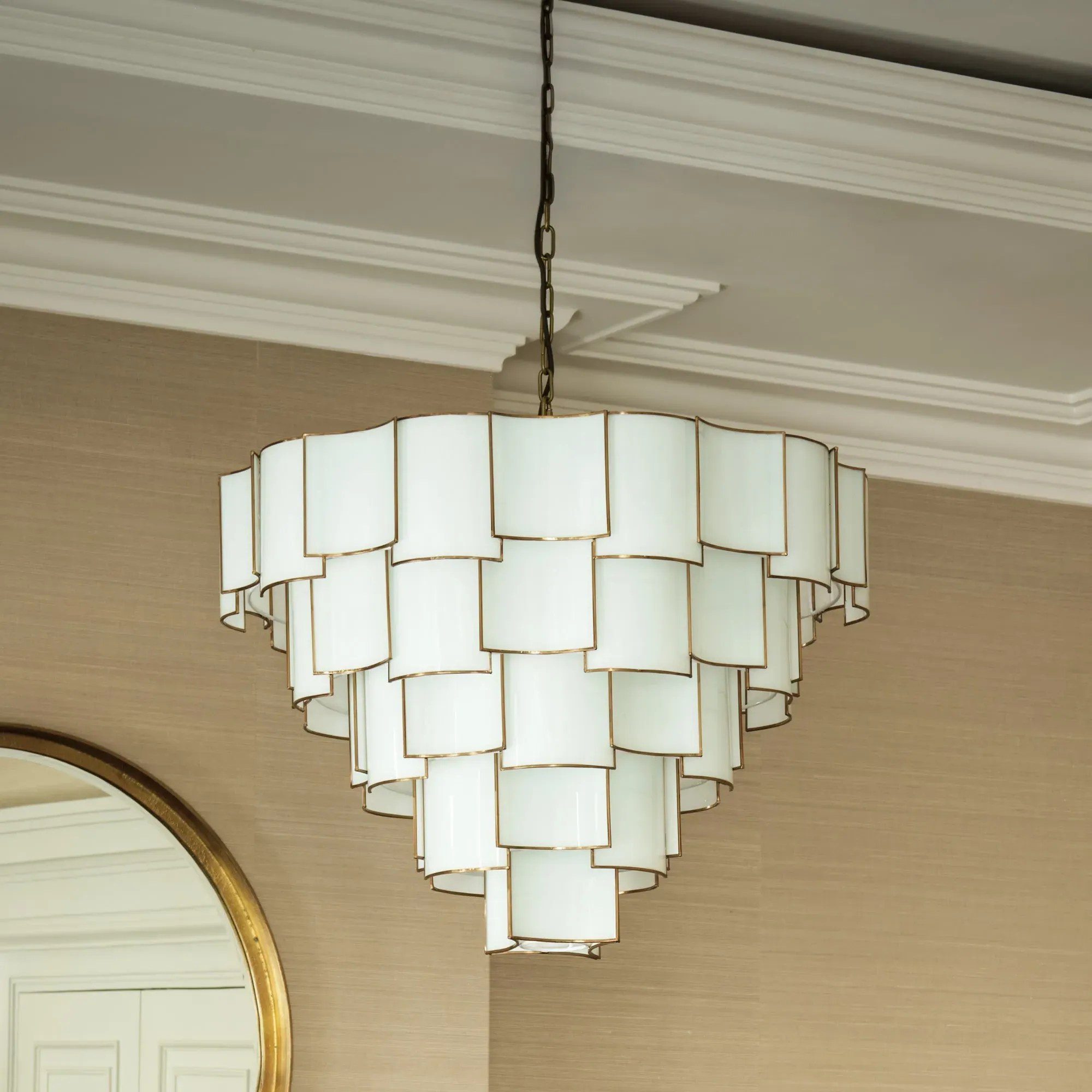 Magnus Chandelier - Antique Brass, Opaline Glass product