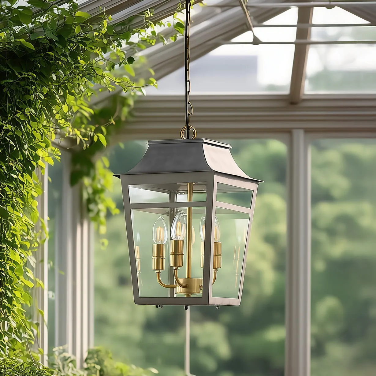 Majorelle IP44 Outdoor Pendant Light - Grey, Brass product