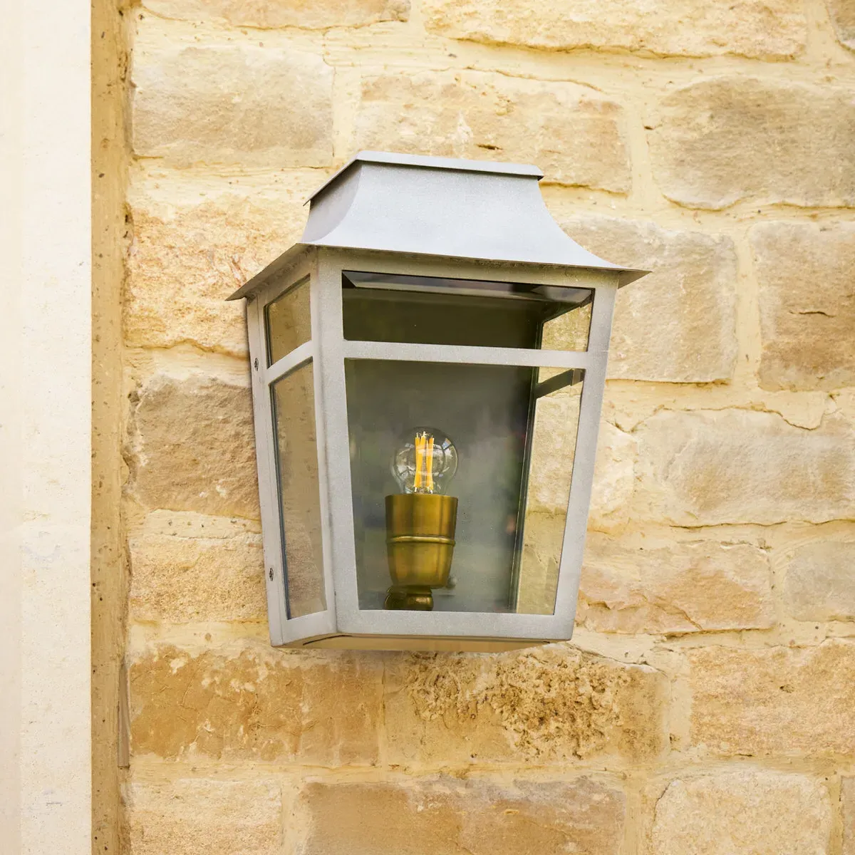 Majorelle IP44 Wall Lantern - Grey, Brass product