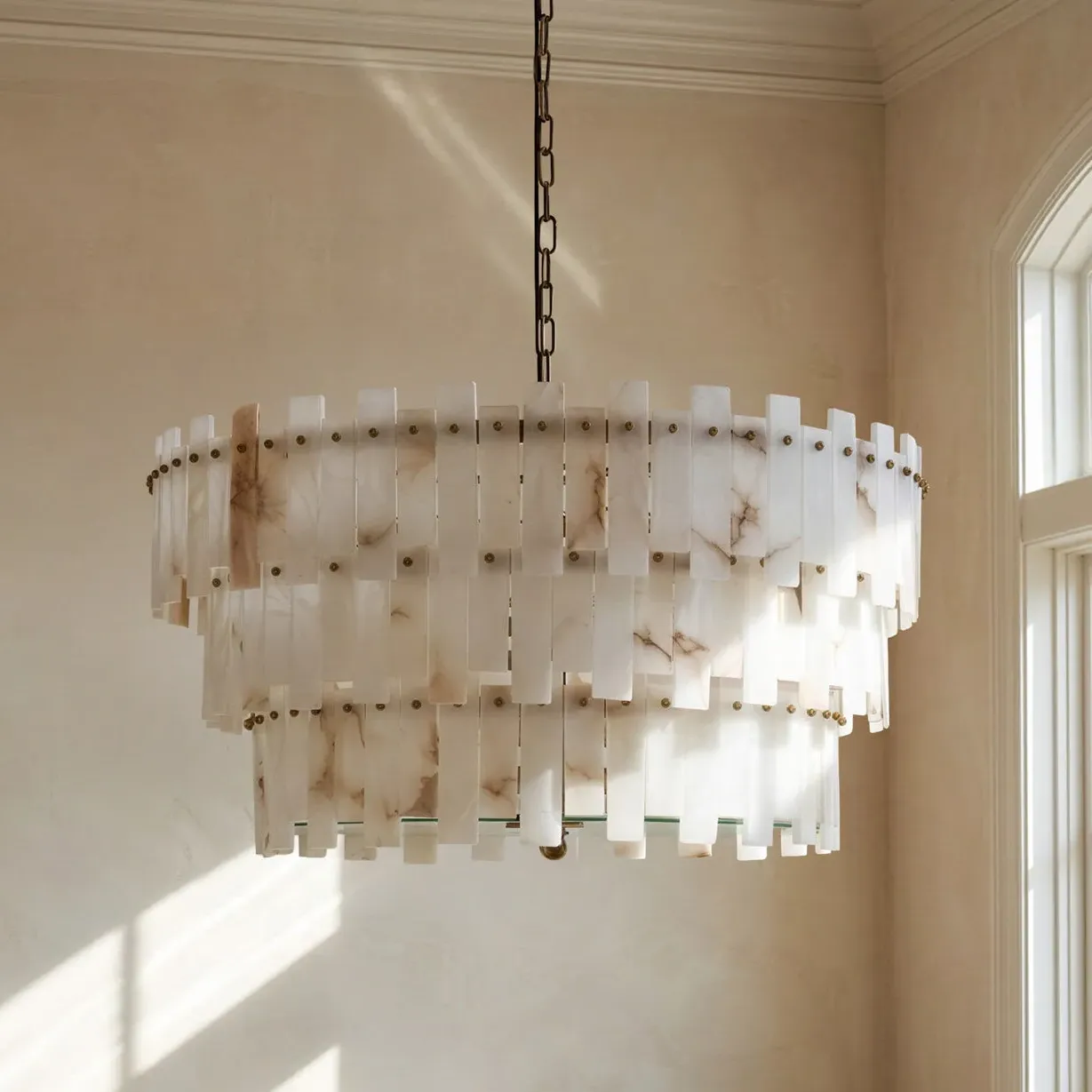 Octavious Tiered Chandelier - Neutral, Alabaster product