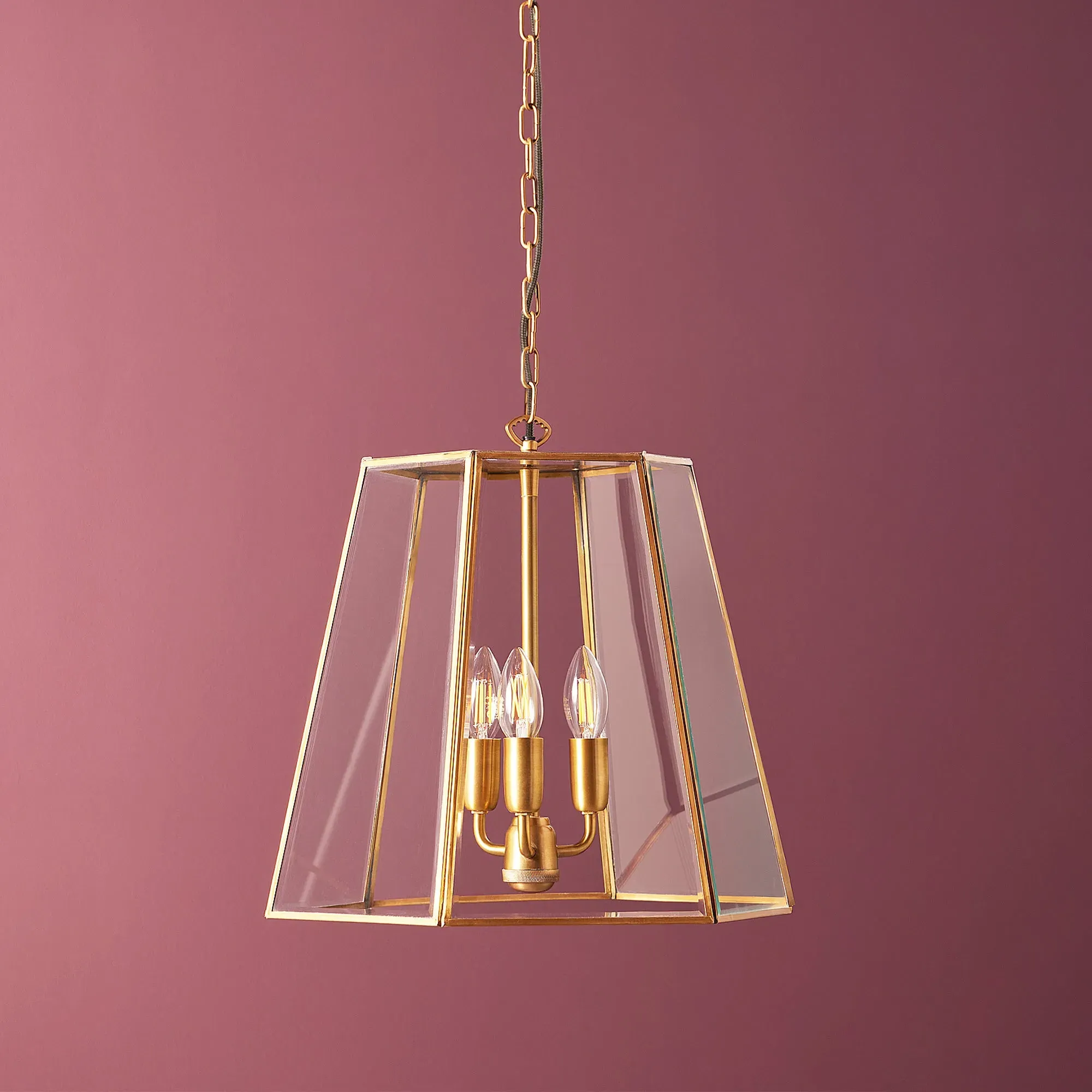 Ophelia Hexagonal Pendant Light - Antique Brass, Glass product