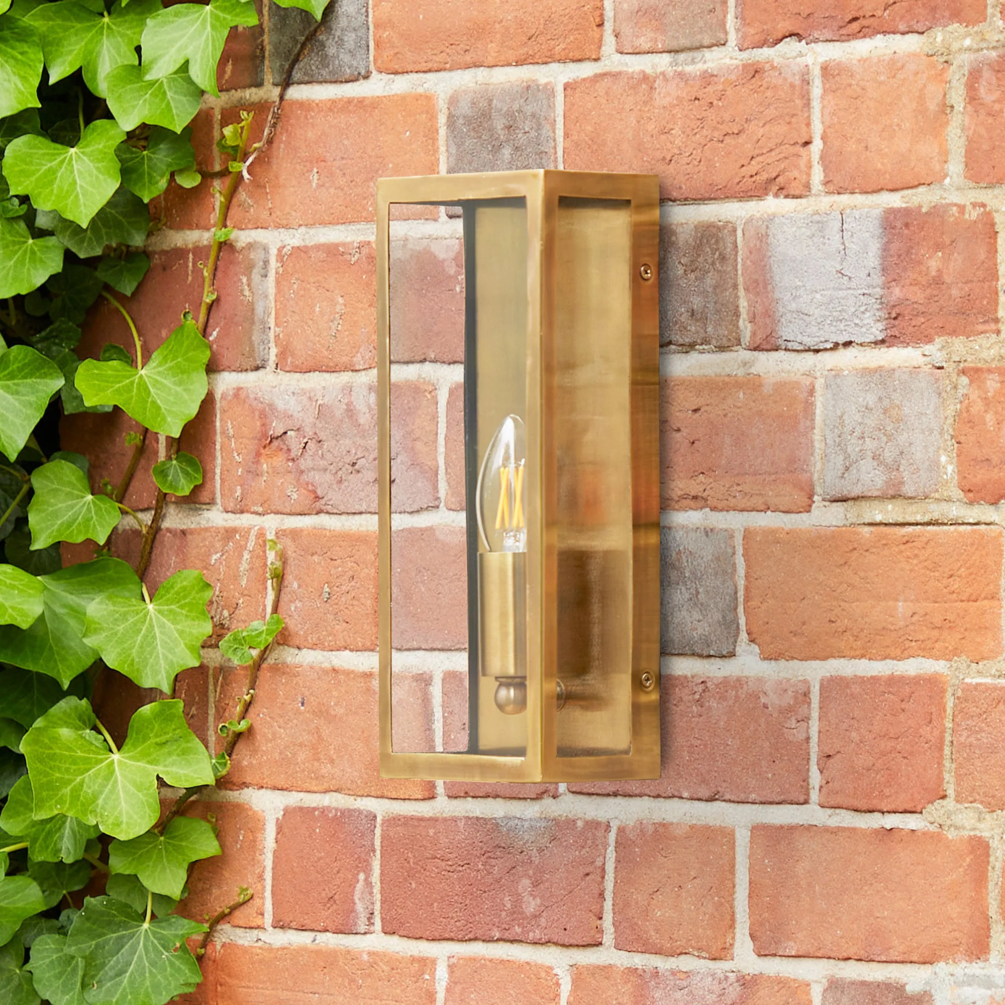 Orford Long IP44 Exterior Wall Light - Antique Brass product