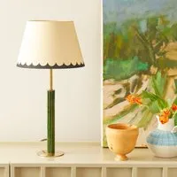 Oscar Fluted Column Table Lamp - Green, Brass by Pooky, alternate view