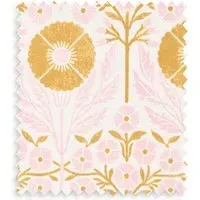 Poppies by Ellen Merchant Fabric Swatch - Pink, Cotton by Pooky, alternate view