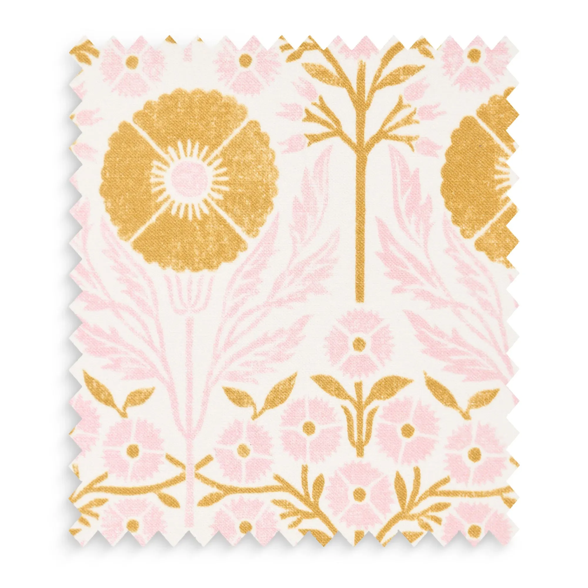 Poppies by Ellen Merchant Fabric Swatch - Pink, Cotton by Pooky