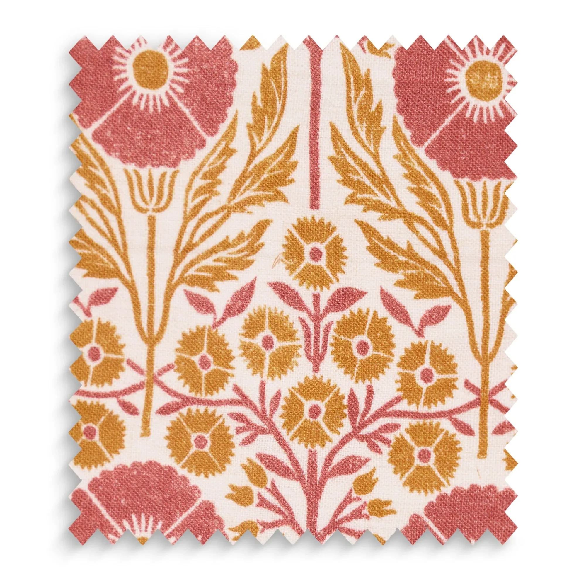 Poppies Linen in Papavero by Ellen Merchant Swatch - Orange, Linen by Pooky
