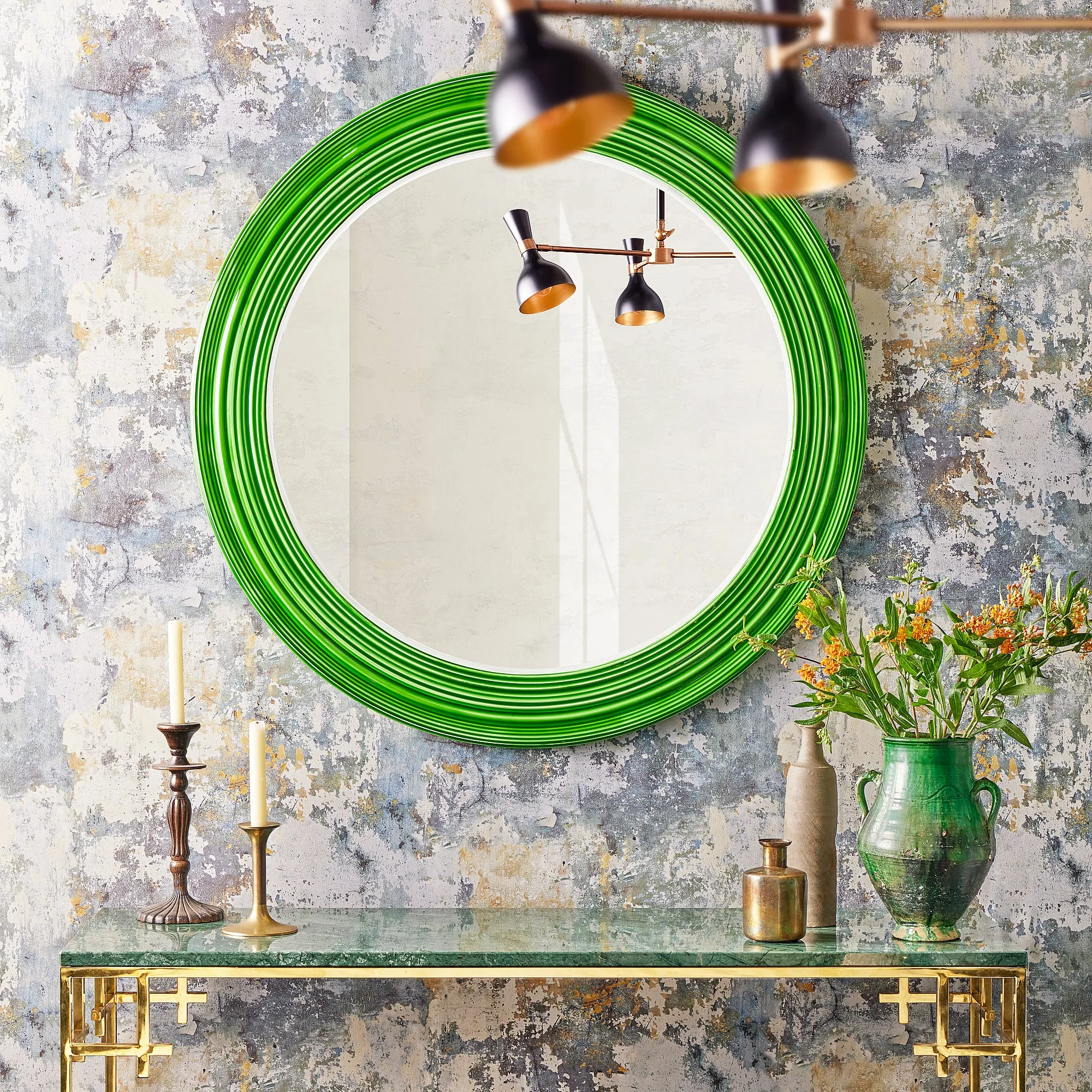 Portal Wall Mirror - Green, Wood product