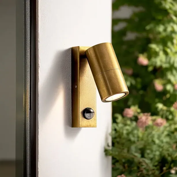 Portreath IP65 Adjustable Pillar Light with Motion Sensor - Antique Brass product