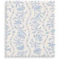 Posy Linen in Wavelet by Ellen Merchant Swatch - Blue, Linen by Pooky, alternate view