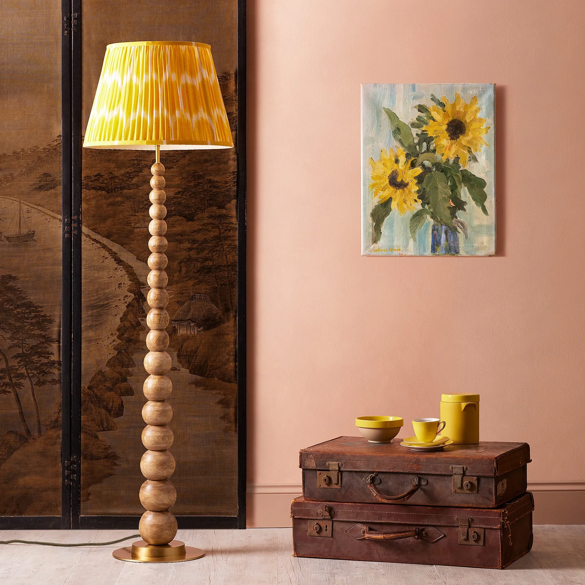 Rahul Standing Lamp - Natural, Wood product