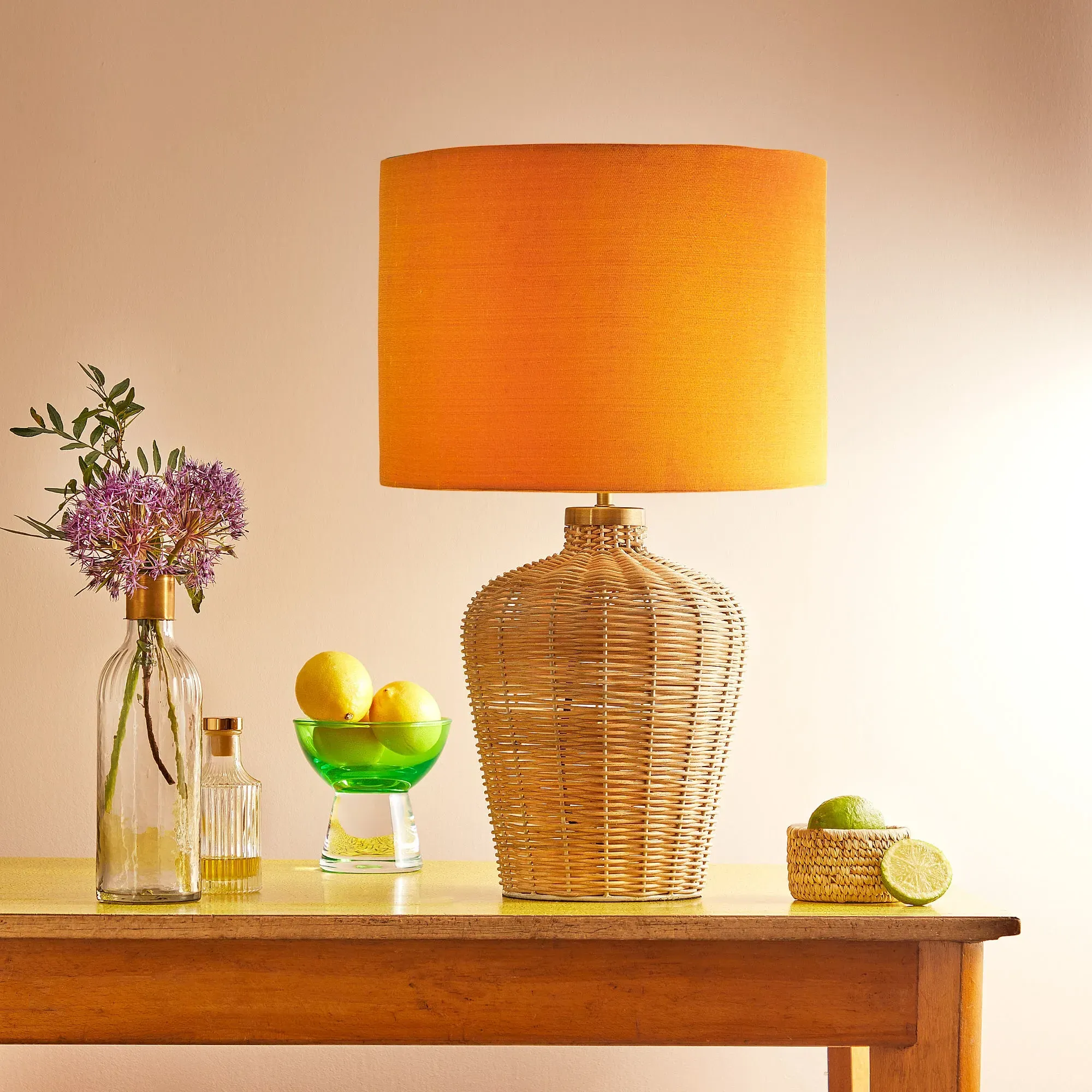 Rattle Table Lamp - Natural, Cane by Pooky