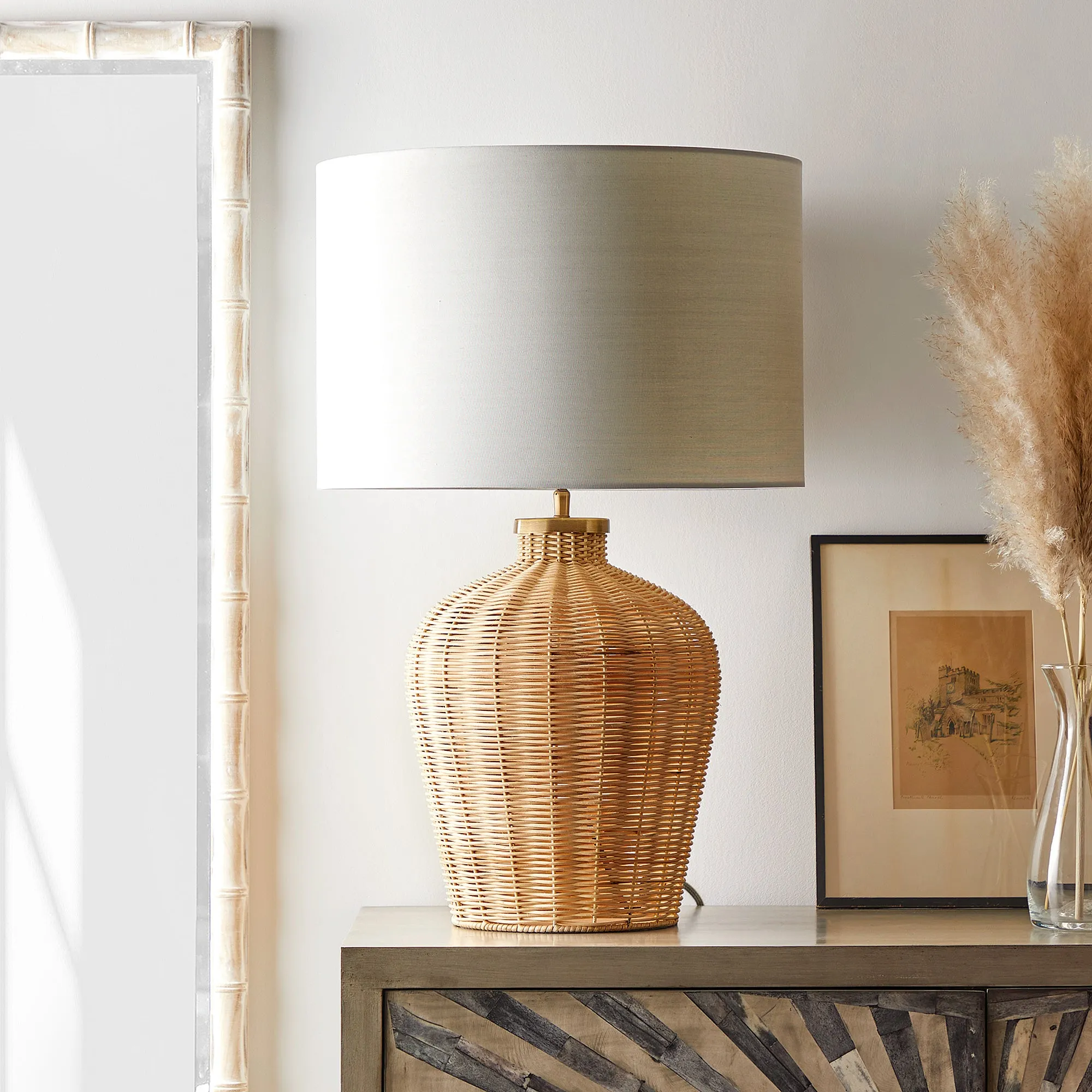 Rattle Table Lamp - Natural, Cane product