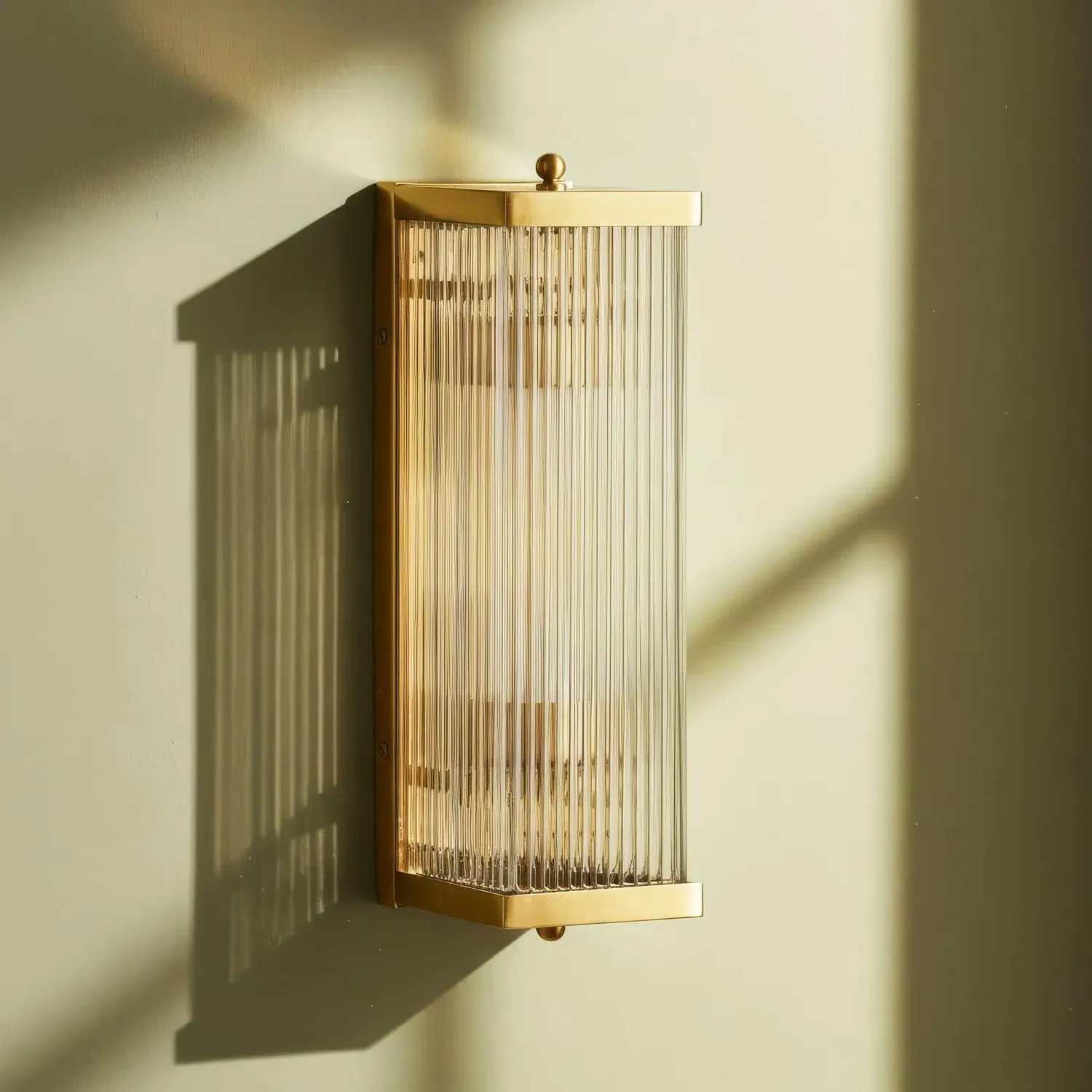 Roddy Rectangular IP44 Wall Light - Antique Brass, Glass product