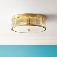 Roddy Round Flush Mount Ceiling Light - Antique Brass, Glass alternate view