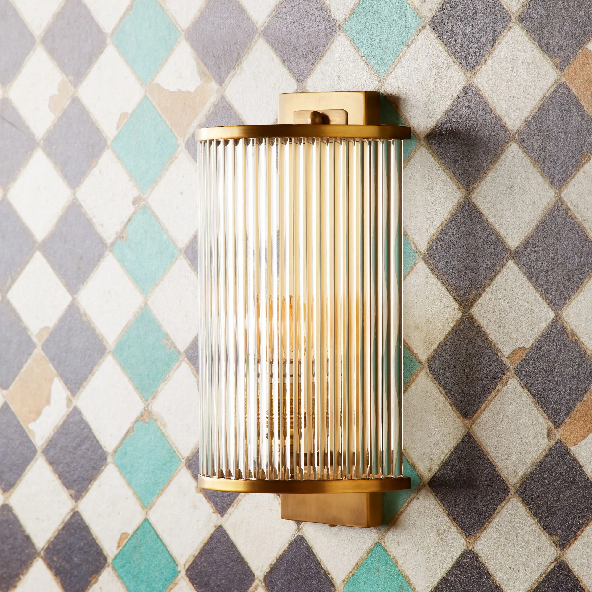 Roddy Wall Light with Glass Rods - Antique Brass product