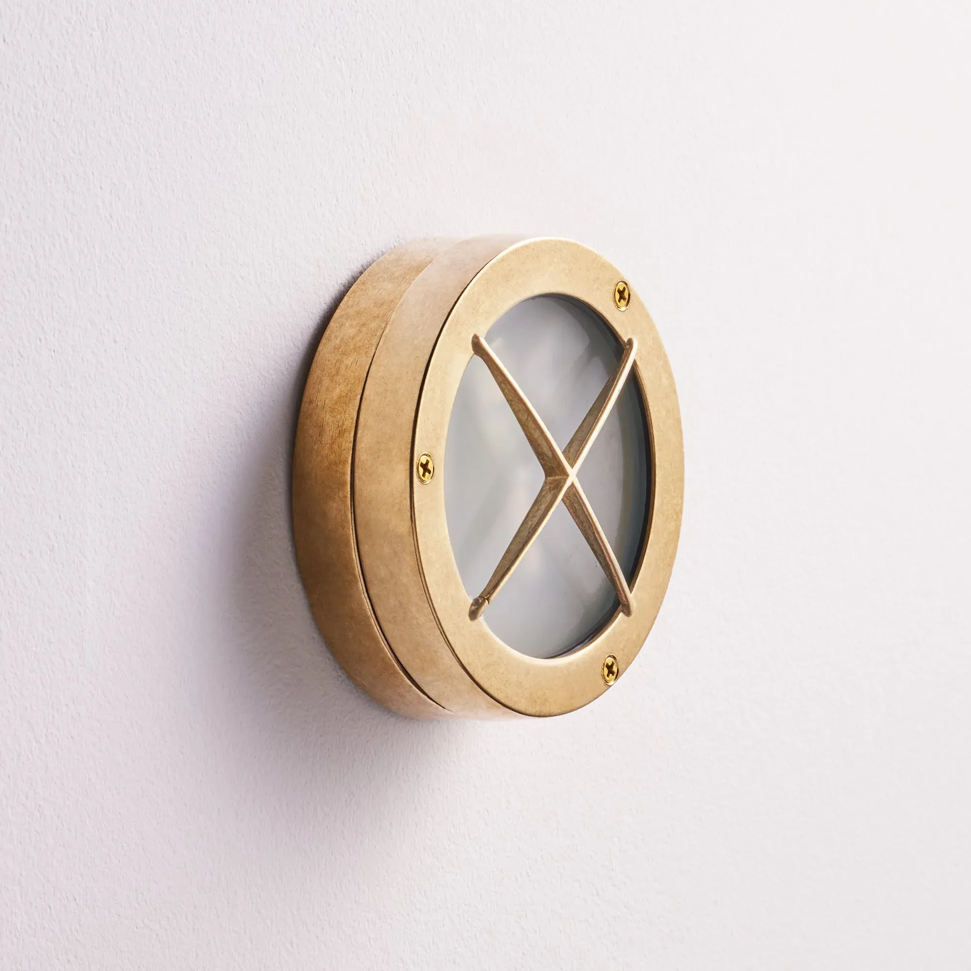 Runswick IP54 Bulkhead Wall Light - Antique Brass product
