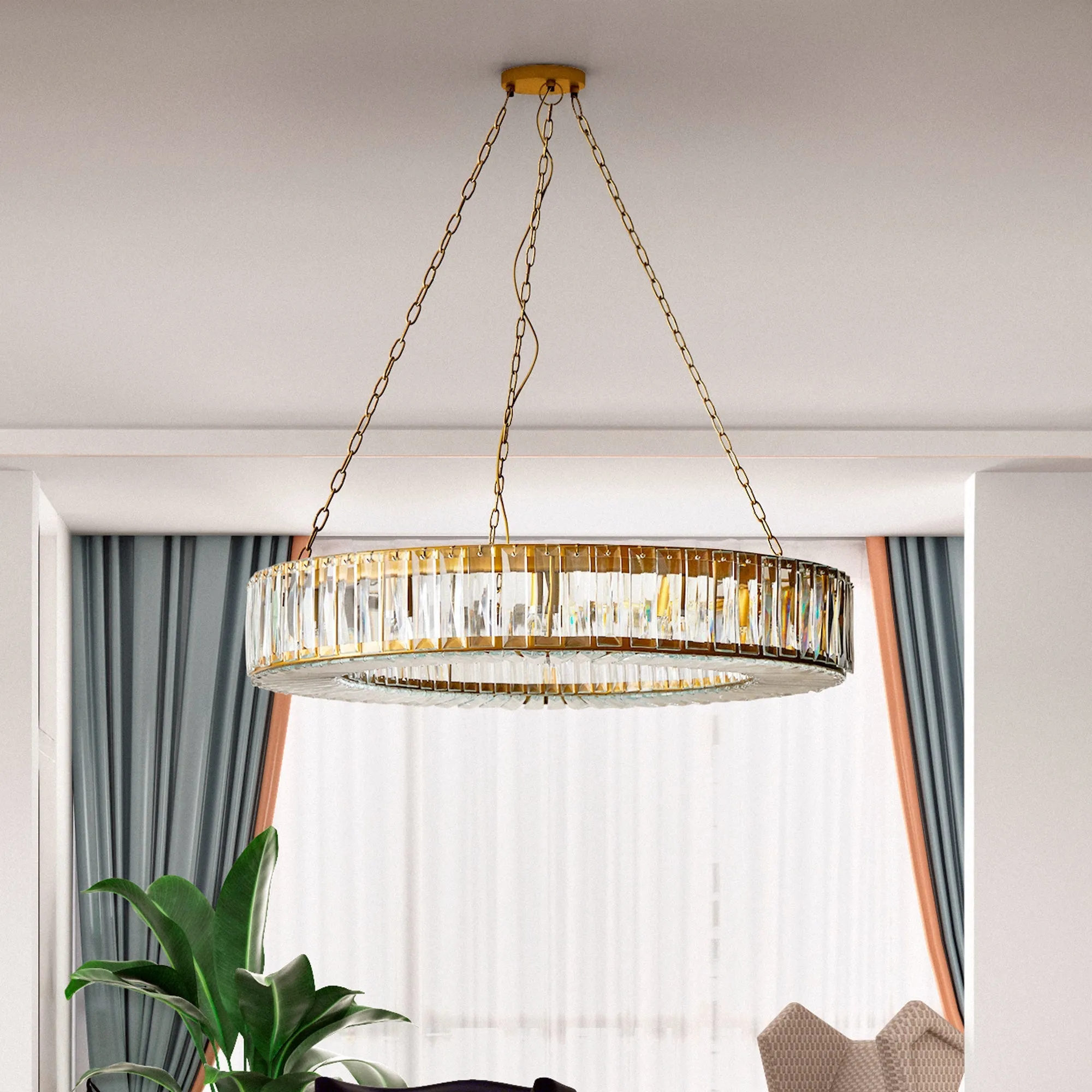 Saturn Chandelier - Antique Brass, Clear Glass product