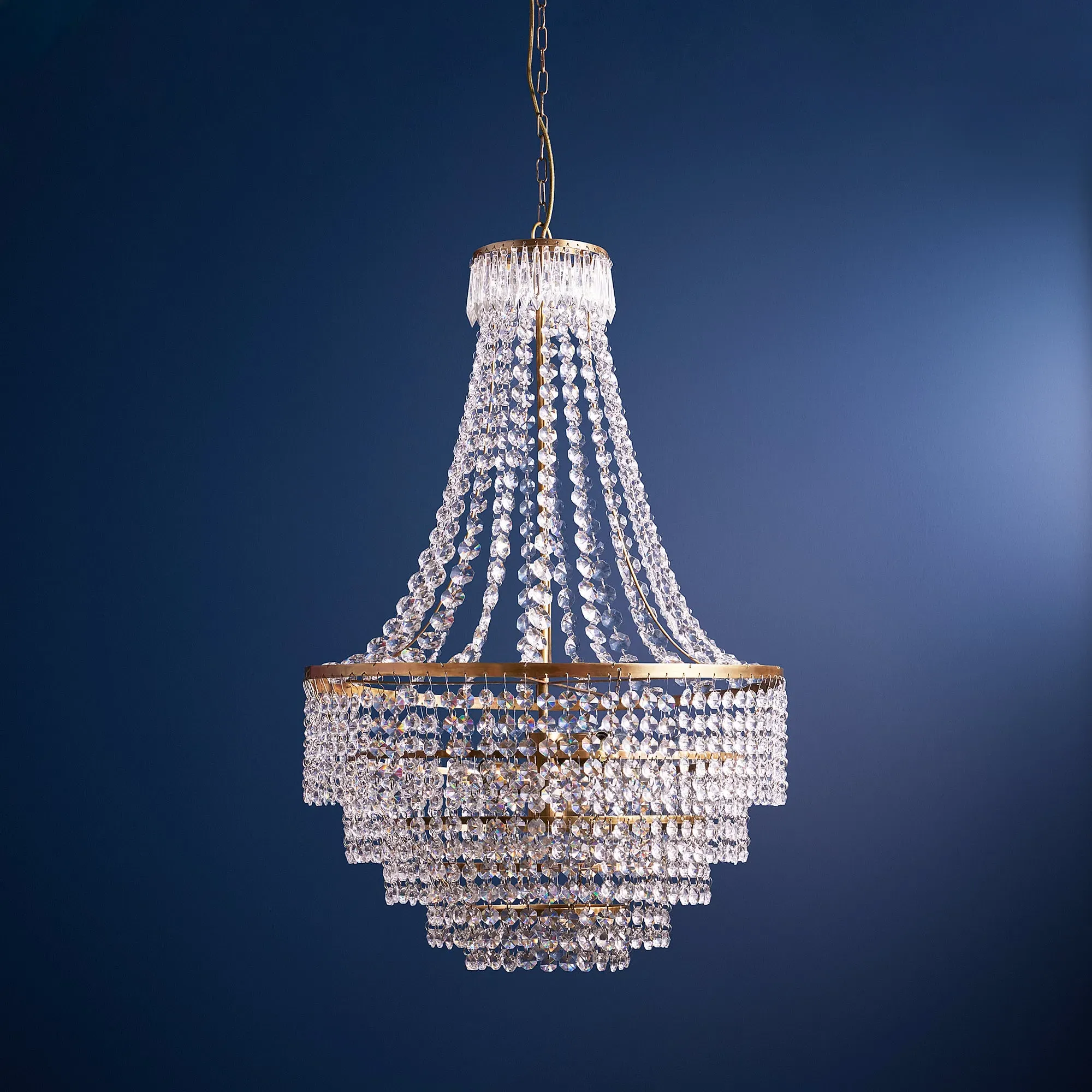 Savoy Crystal Chandelier - Antique Brass, Clear product