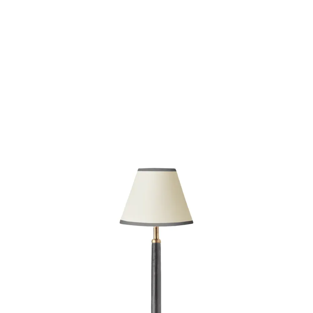 Small Empire Top and Tail Lampshade with Charcoal Tape - Cream, Card by Pooky